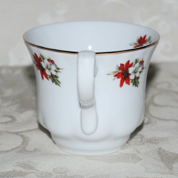 Mismatched Christmas Poinsettia Teacup Set | Bluebird | Crown Regent - Picture 3 of 13